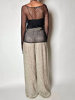 Maglia gioiello vintage List in rete operata con microperline nere