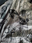 Biker vintage in pelle nera con cintura in vita e fodera couture