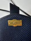 Borsa bandoulière vintage Yves Saint Laurent in tessuto plastificato e pelle blu notte