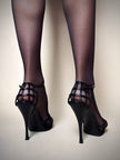 Sandali Yves Saint Laurent in pelle nera con tomaia a gabbia tacco a spillo e plateau – SS 2009