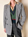 Blazer doppiopetto Mani by Giorgio Armani in lana fantasia pied de poule beige e nera