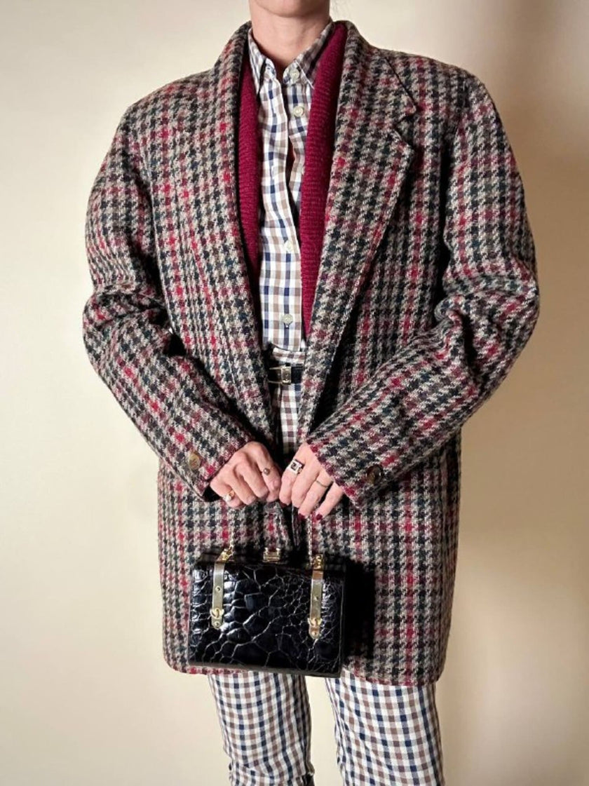 Les Copains houndstooth wool blazer