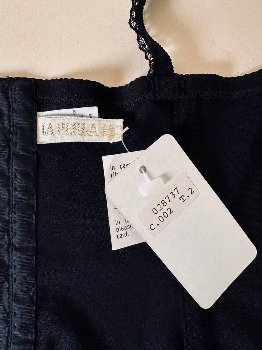 Bustier con guêpière in pizzo nero e seta “La Perla”