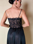 Slip dress nero in pizzo con coppe a balconcino “La Perla”