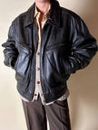 Bomber aviator in pelle testa di moro con fodera gialla matelassé