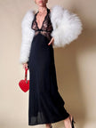 Slip dress vintage La Perla in seta nera e pizzo