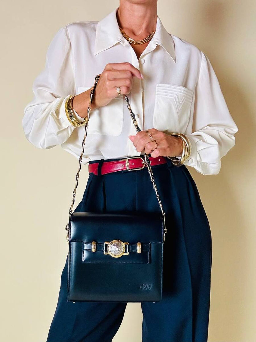 Camicia in seta avorio con tasche ricamate “Valentino Miss V”