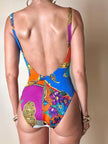 Costume intero fantasia multicolor floreale barocca