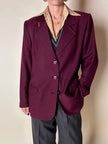 Blazer sartoriale in rasato di lana bordeaux con bottoni gioiello