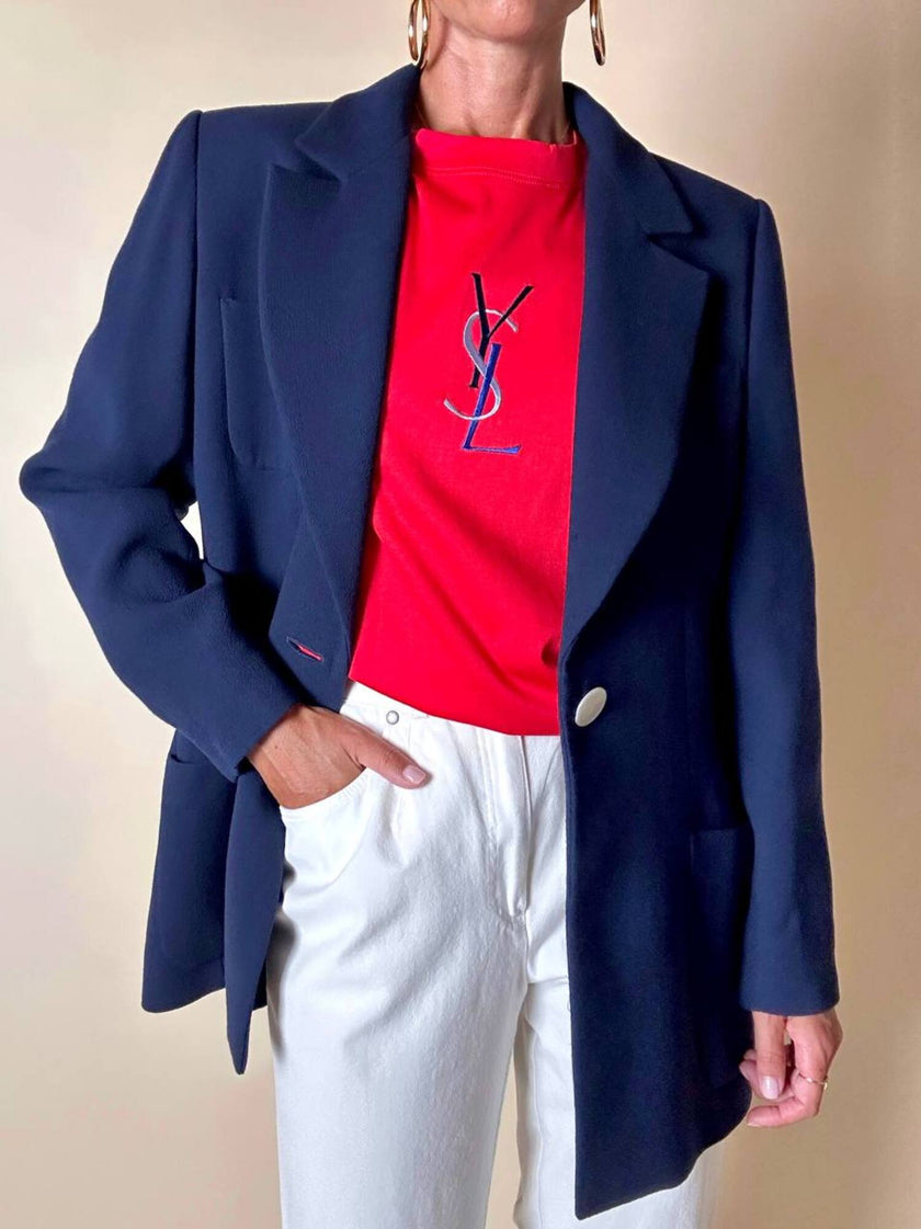 T-shirt Yves Saint Laurent  in cotone rosso con maxi logo YSL