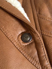 Schearling doppiopetto in pelle color cuoio con vello naturale Shearling Original