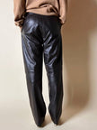Pantalone vintage in pelle testa di moro