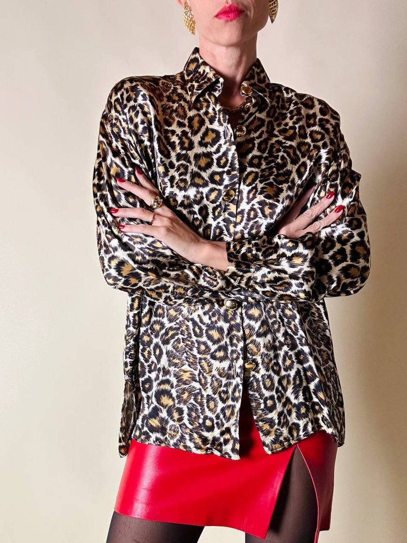 Camicia leopardata con bottoni dorati  “Nara Camicie”