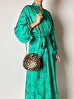 Borsa bandoulière vintage Rodo in midollino bronzo con chiusura gioiello
