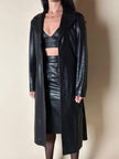 Cappotto/Robe Manteau vintage in pelle nera con spacco posteriore The Bomb