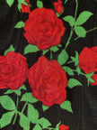 Blazer doppiopetto in tessuto moiré fantasia rose rosse