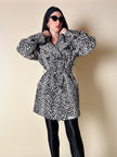 Giaccone vintage Fendissime in ecopelle bianca fantasia leopardo floccata nera