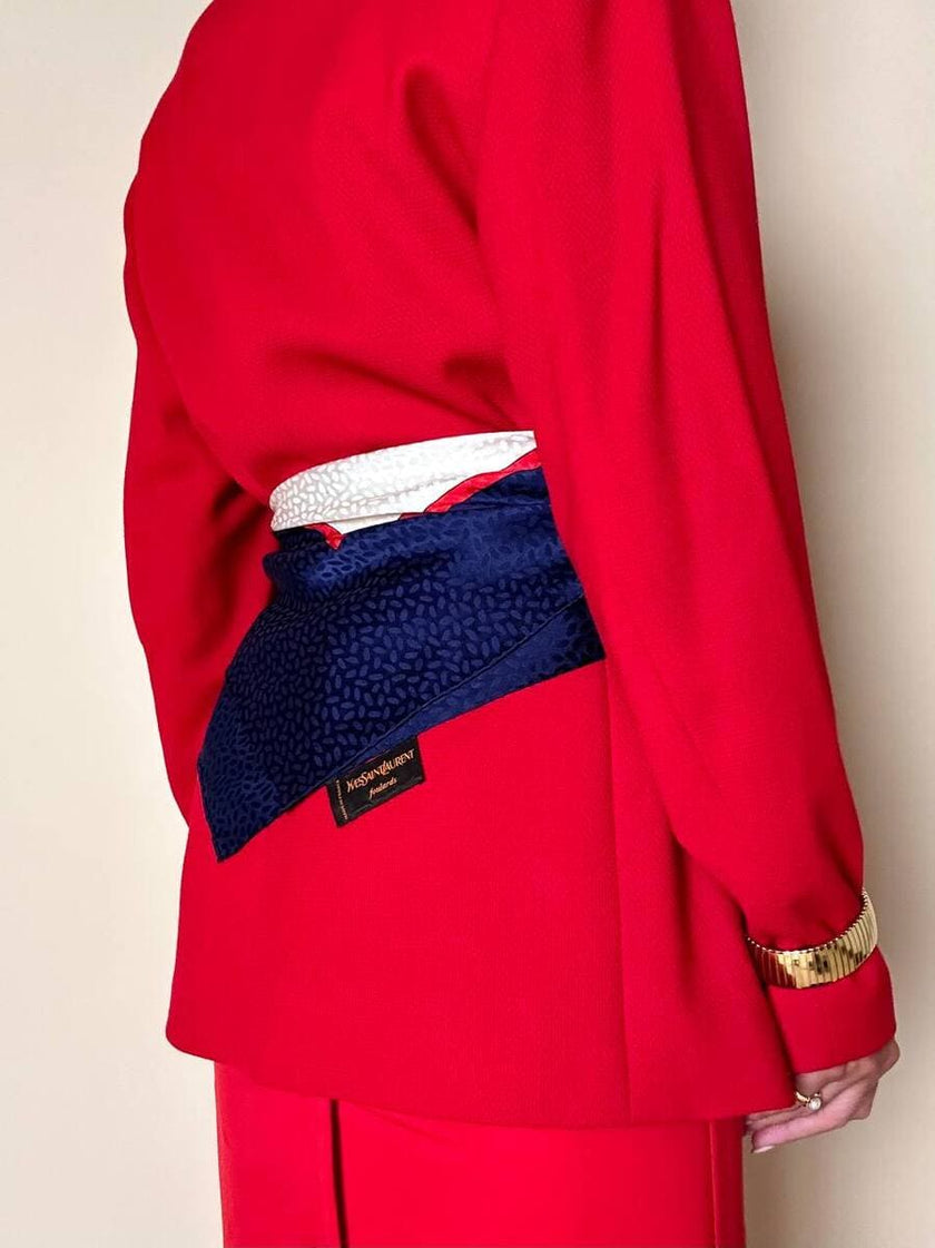 Foulard in seta bianco rosso e blu “Yves Saint Laurent”