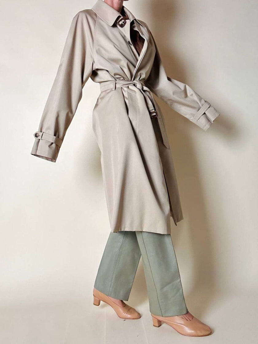 Trench color sabbia con fodera tartan “Idrostop”