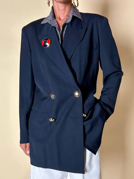 Blazer doppiopetto blu navy con bottoni dorati Grazia Bagnaresi