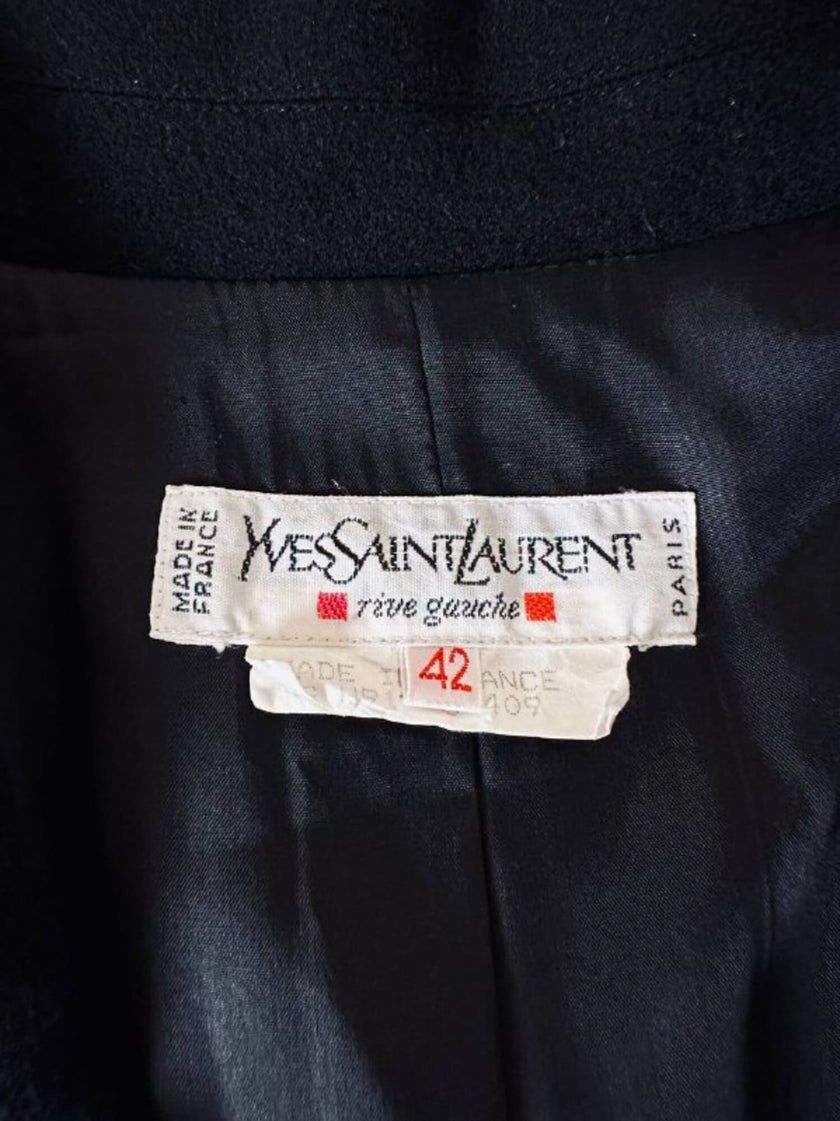 Blazer doppiopetto nero in pura lana “Yves Saint Laurent”