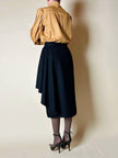 Gonna a portafoglio con dettaglio couture in lana nera “Yves Saint Laurent”