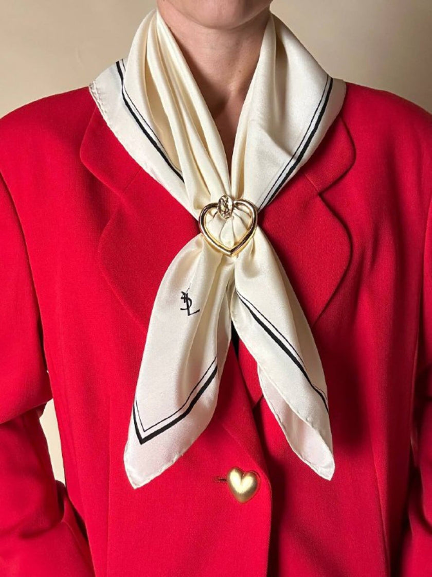 Ferma foulard dorato a forma di cuore “Yves Saint Laurent”