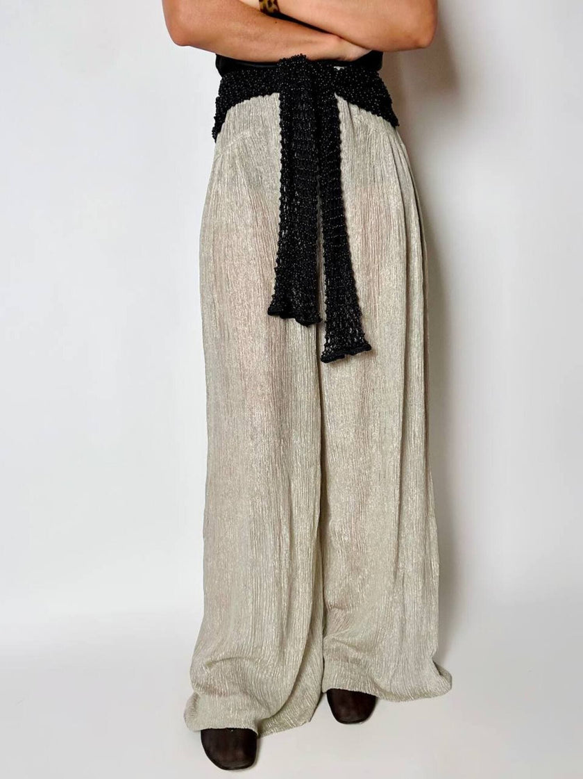 Maglia gioiello vintage List in rete operata con microperline nere