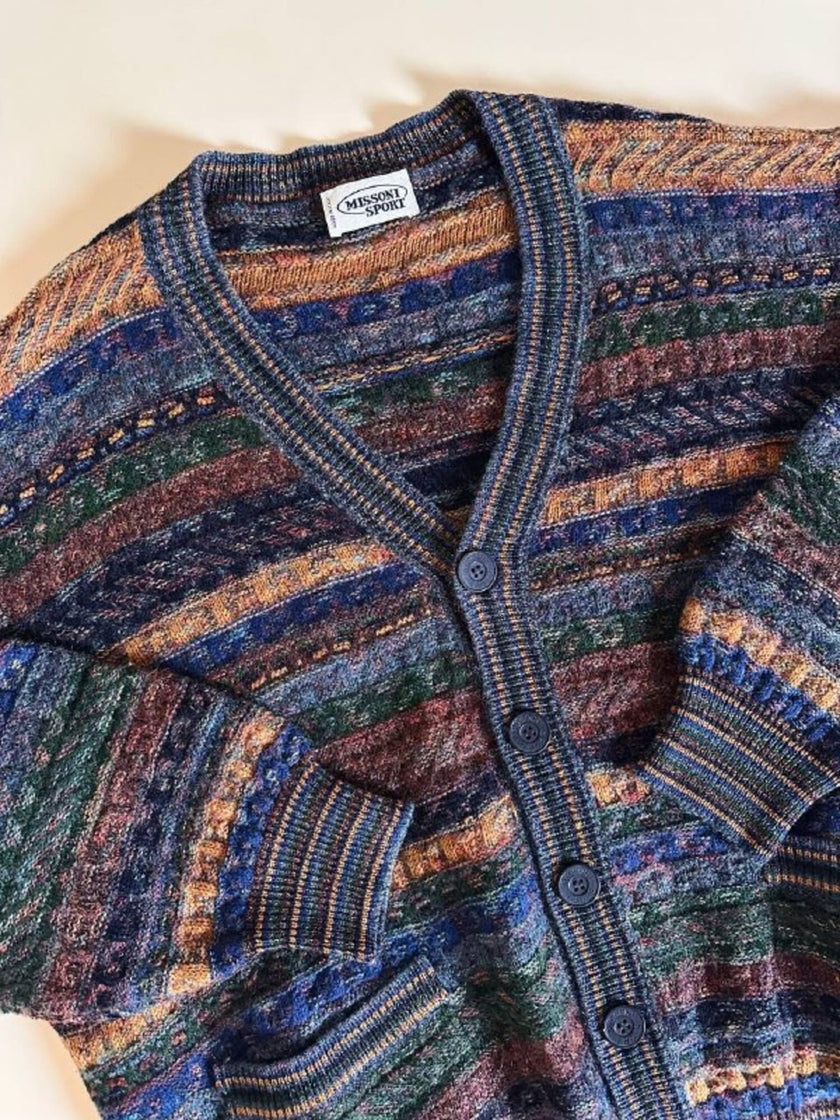 Cardigan Missoni Sport in lana operata a righe orizzontali