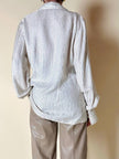 Camisa de sastre en seda Jacquard blanca con rayas grises