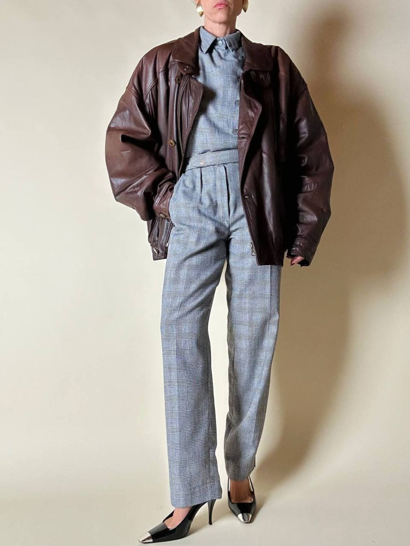 Jumpsuit vintage Sarabang de lana príncipe de Gales con cinturón a juego