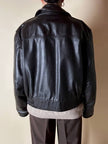 Bomber aviator in pelle testa di moro con fodera gialla matelassé