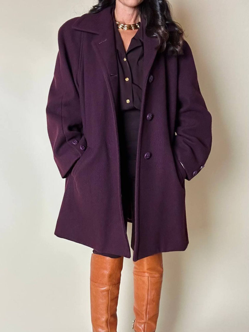 Cappottino oversize in lana color prugna Confezioni Adri