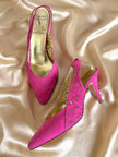 Slingback in suede fucsia con dettaglio laserato “Valentino Garavani By René Caovilla”