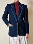Blazer in lana blu con profili in gros grain “Gibò Firenze”