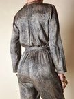 Jumpsuit in raso fantasia micro leopardo