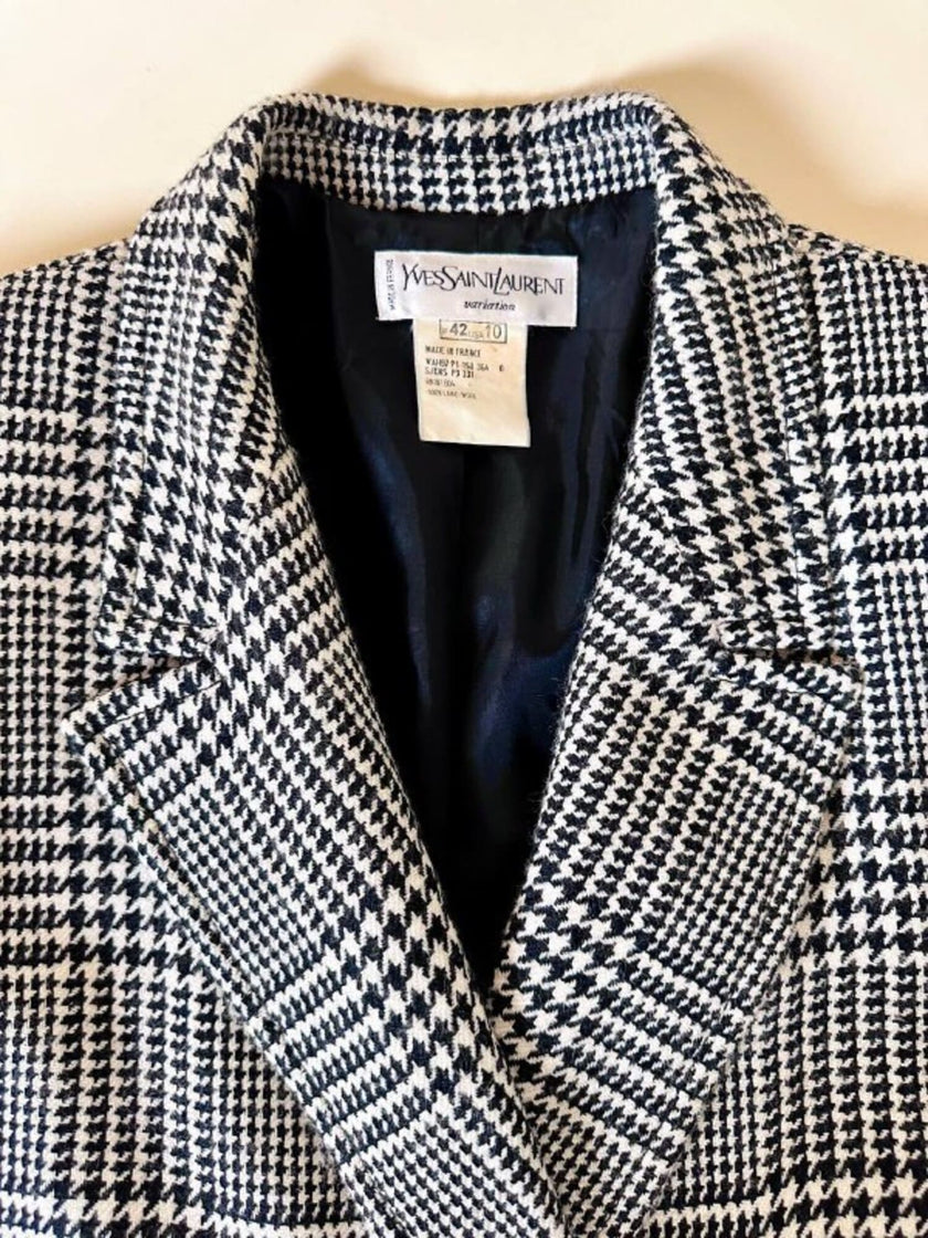 Blazer doppiopetto in lana principe di Galles “Yves Saint Laurent”