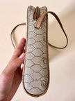Borsa Christian Dior in tessuto jacquard logato beige con dettagli in pelle cuoio