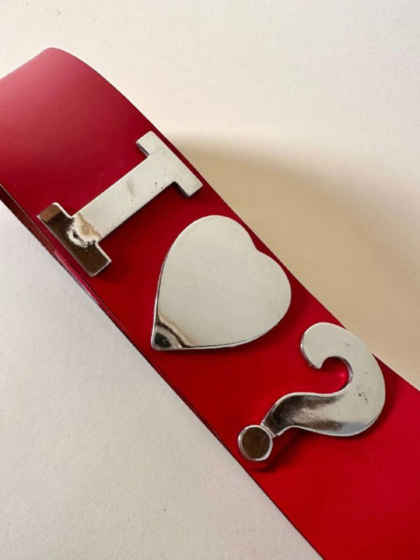 Cintura in pelle rossa I love ? “Moschino Jeans”