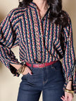 Vintage Yves Saint Laurent Hemd aus Baumwolle mit buntem Mikro-Muster