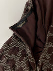 Abito vintage Roberto Cavalli in crêpe di seta marrone con ricamo in paillettes bronzo