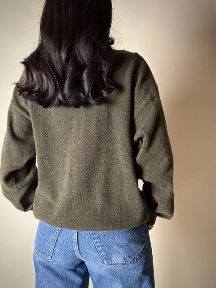 Lupetto vintage Rollin in lambswool verde militare mélange
