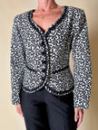 Giacca in cotone piquet bianco con fantasia a fiocchi neri “Yves Saint Laurent”