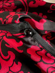 Abito Yves Saint Laurent Rive Gauche in raso con fantasia damascata rossa e nera