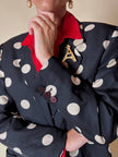 Blazer in seta nera a grandi pois color panna “Genny”