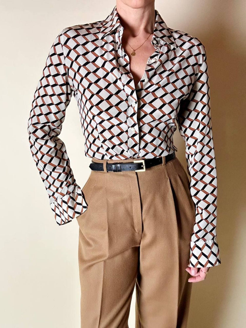 Pantalone Christian Dior vintage modello classico con pince in lana cammello scuro