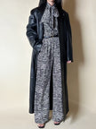 Maxi cappotto vintage in pelle nera Real Leather con fodera matelassé
