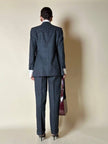 Tailleur gessato giacca/pantalone in lana grigio antracite “Antonio Fusco”