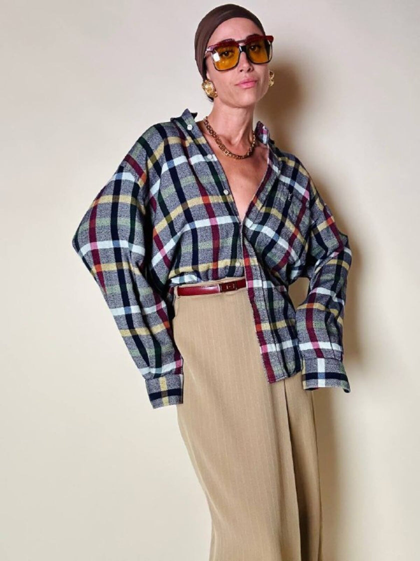 Camicia in caldo cotone fantasia tartan “Yves Saint Laurent”