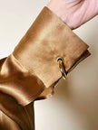 Blusa vintage Baila in seta bronzo con dettaglio gioiello nei polsi